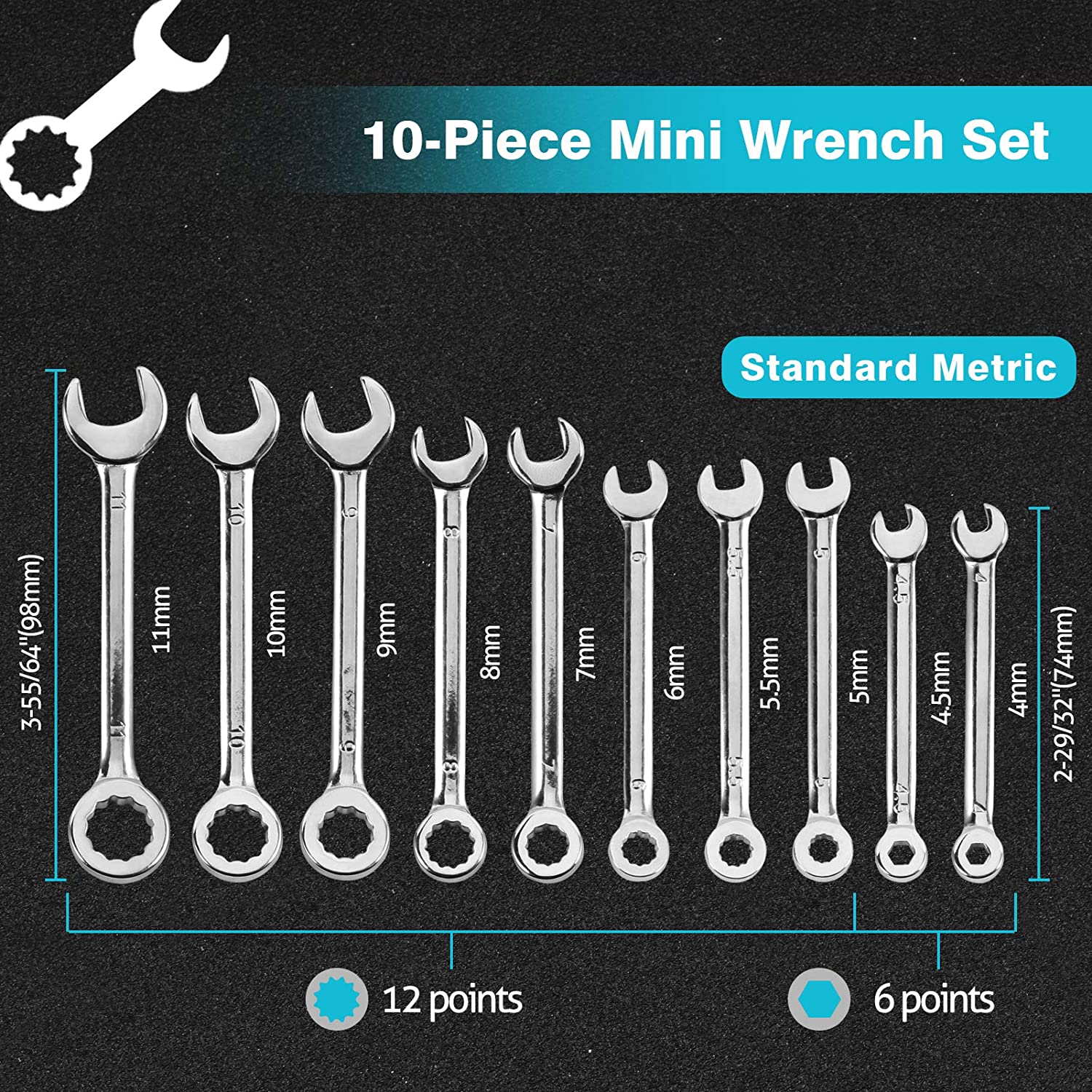 20 Pcs Mini Combination Wrench Set, Mini Ignition Wrench Set